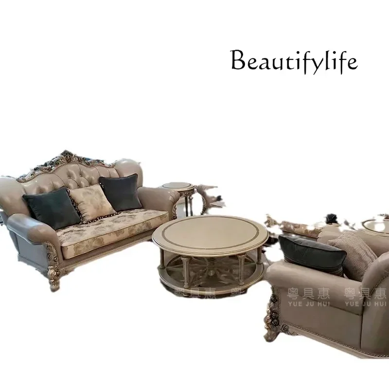 

Европейский элитный диванный гарнитур из массива дерева, французский роскошный неоклассический полный комплект мебели для гостиной X