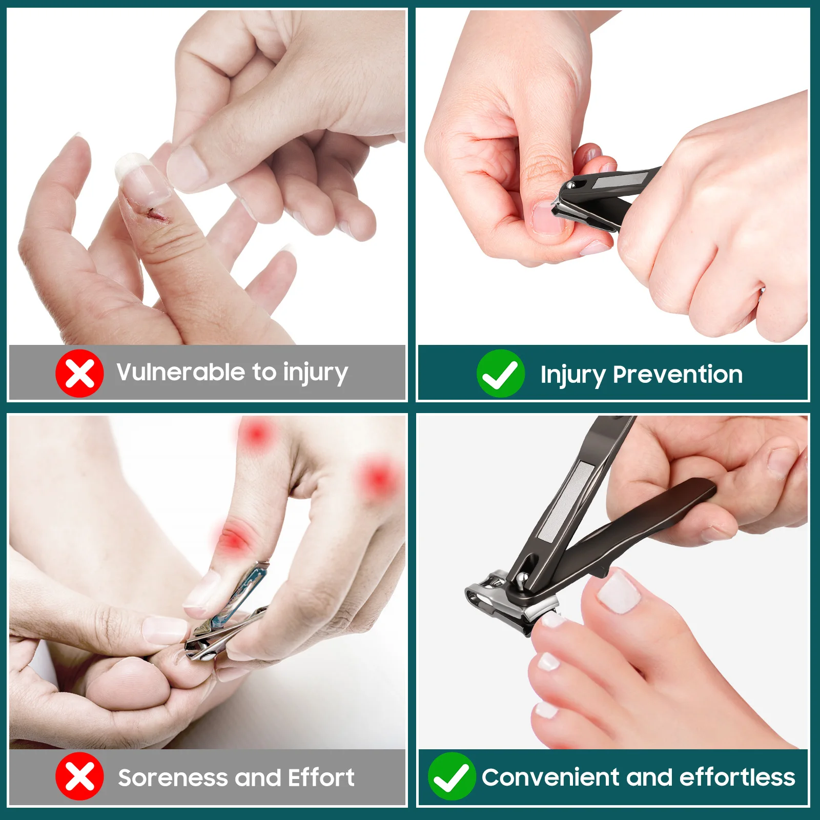 

Rotary Nail Black Trimmer Finger Nail Clipper Single Manicure Ingrown Toenail Kit Stainless Long Handle Large Opening