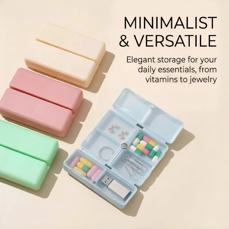 

1-4Pcs Portable Magnetic Pill Organizer, 7 Compartments Mini Pill Box, Moisture-Proof BPA Free Pill Case For Travel Daily Use