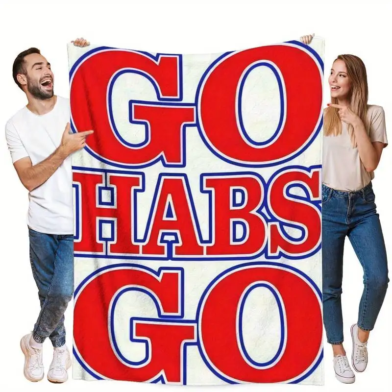 

Energetic "Go Habs Go" Sports Fan Throw Blanket - Team Spirit-Themed Soft Blanket for Cheerful Cozy Game Day Decor