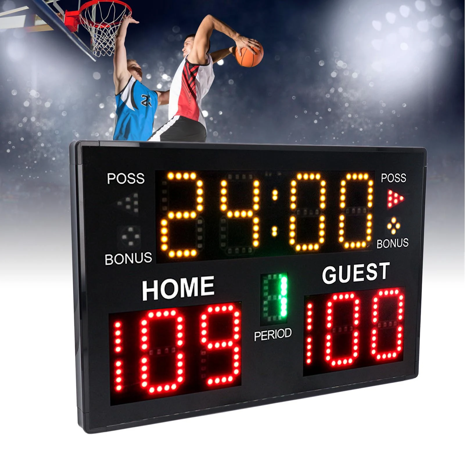 Digital Basketball Scoreboard LED Lightweight Basketball Electronic Scoreboard Easy To Use Remote Controlled for Game Training