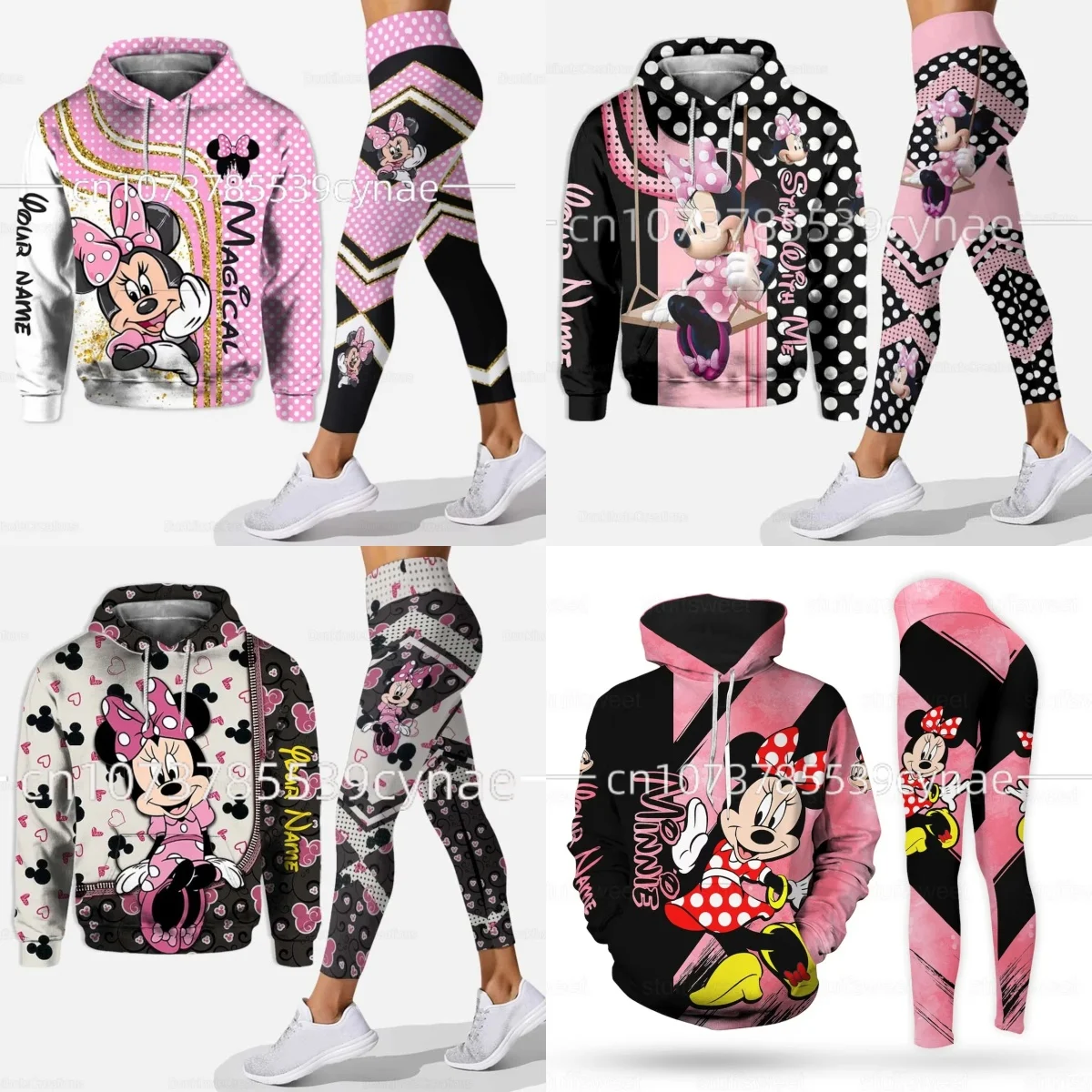 

2024 New Women's Disney Mickey Hoodie Women's Hoodie Set Mickey Yoga Pants Sports Pants Hoodie Tights Fashion Sportswear