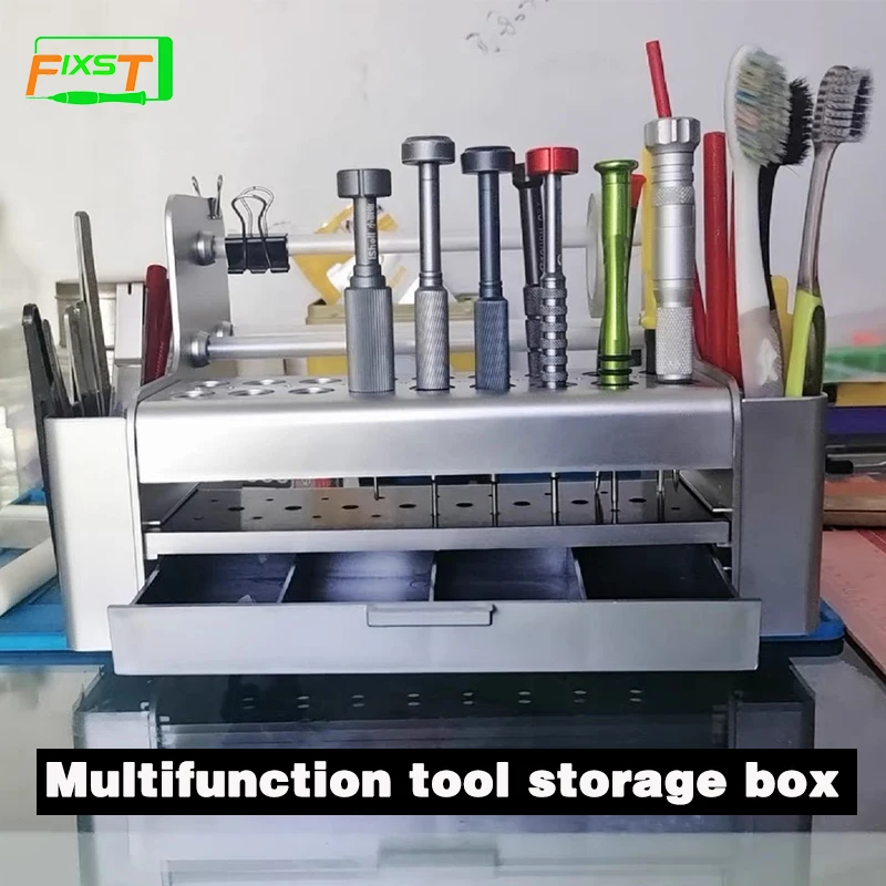 Multifunctional Organizer Storage Box Tweezers Screwdriver Tools Holder for Phone Repair Tools