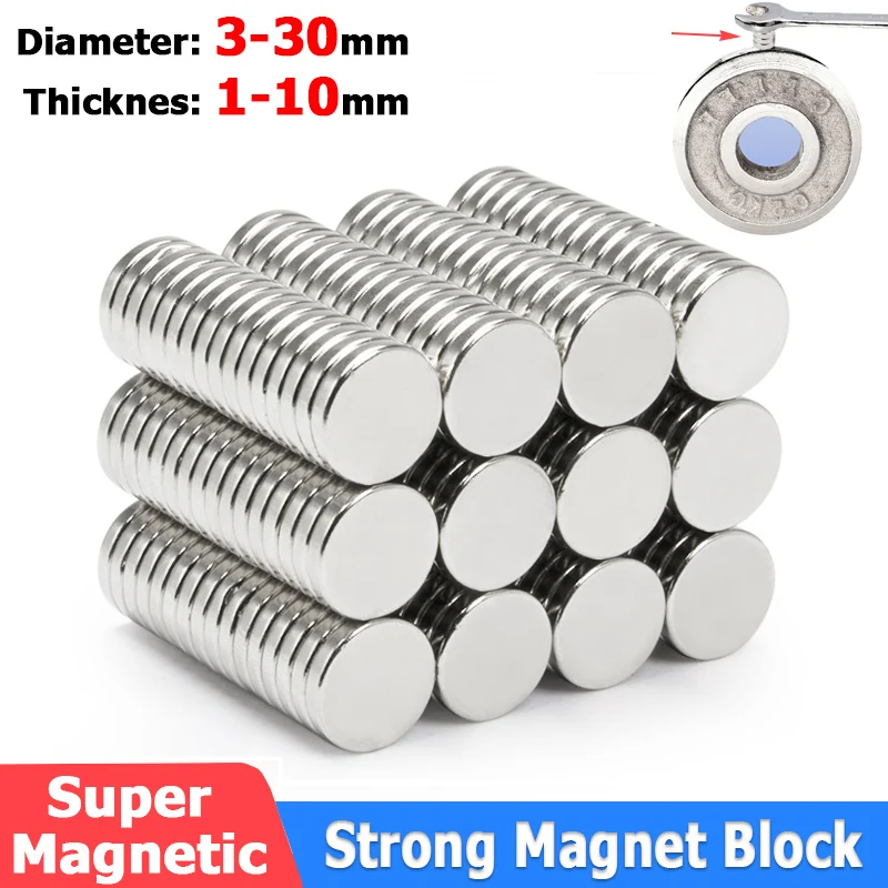 

1-100pcs Dia 3-30mm Magnetic Block Thickness 1-10mm Super Powerful Magnet Round Disc Strong Magnet for Fridge Home Office Craft