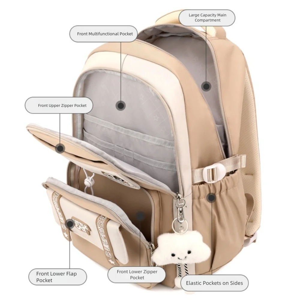 Waterproof Children School Bags Breathable with Pendant Primary School Bags Cat Series Book Bag Teenage Boys Girls