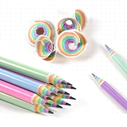 12 Rainbow Paper Pencil Set Children's Writing and Painting HB Professional Art Sketch Comic Pen Office School Supplies