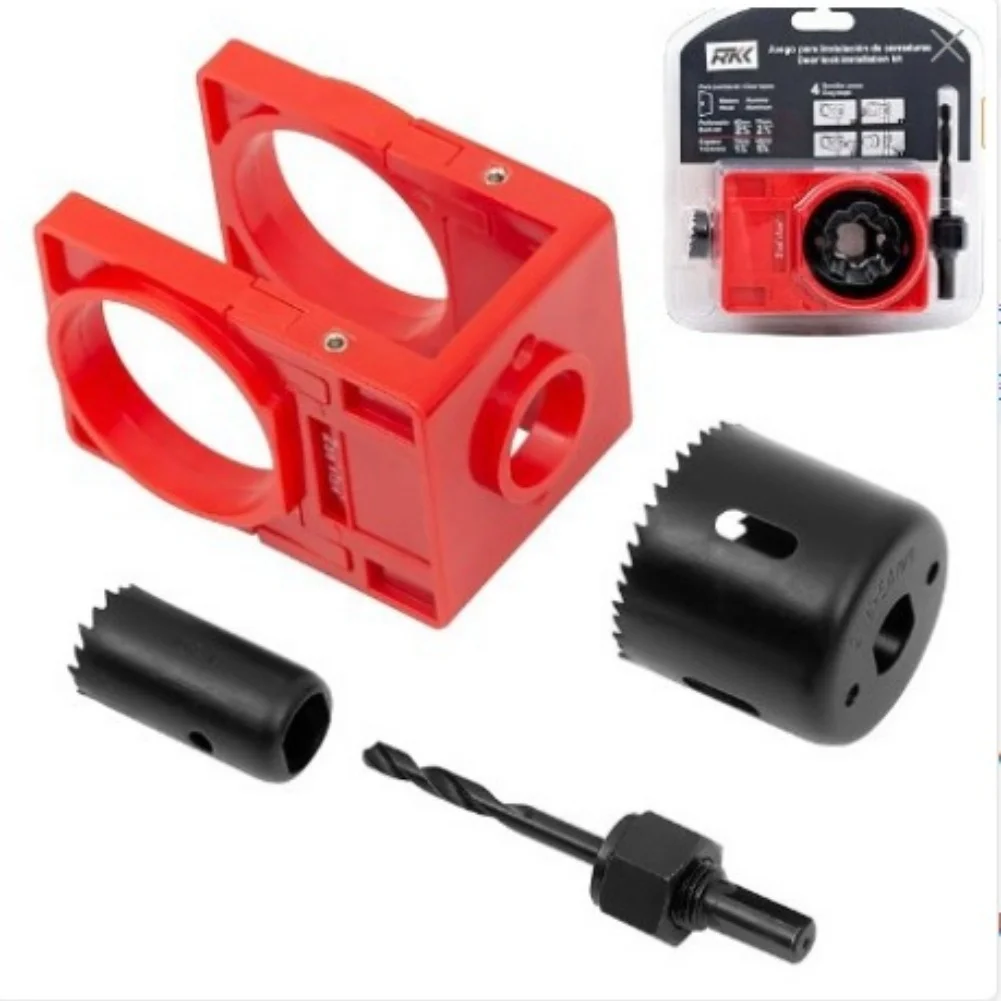 

Комплект для установки дверного замка, регулируемый пластиковый направляющий шаблон, простая 4-ступенчатая установка для ручки для установки деревянных дверей