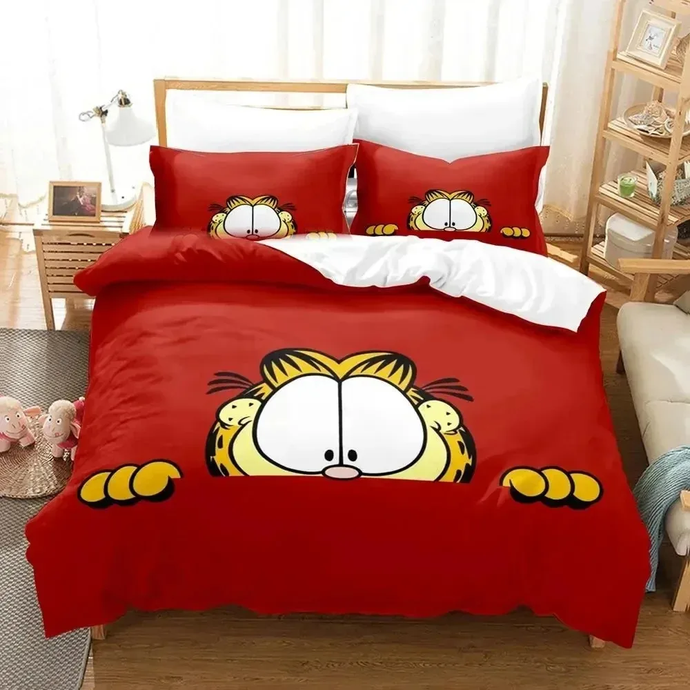 

3D Print Orange Cat Cartoon Bedding Set Duvet Cover Bed Set Quilt Cover Pillowcase Comforter king Queen Size Boys Adult Bedding