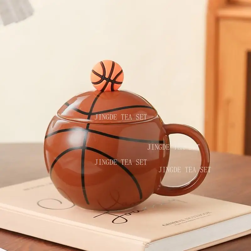 

450ml Ceramic Basketball Shaped Tea Cup Gift Set Gift Creative Sports Basketball Theme Souvenir