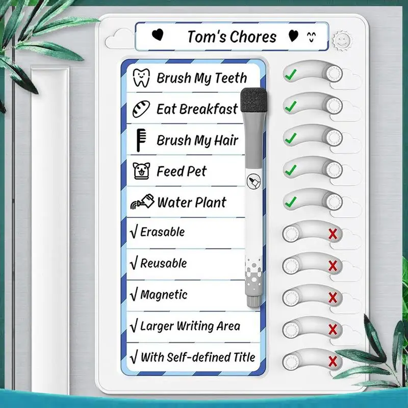 YSS-2X Erasable Chore Chart For Kids To Do List Routine Task Planning Board With Magnetic Stickers Refrigerator Magnet