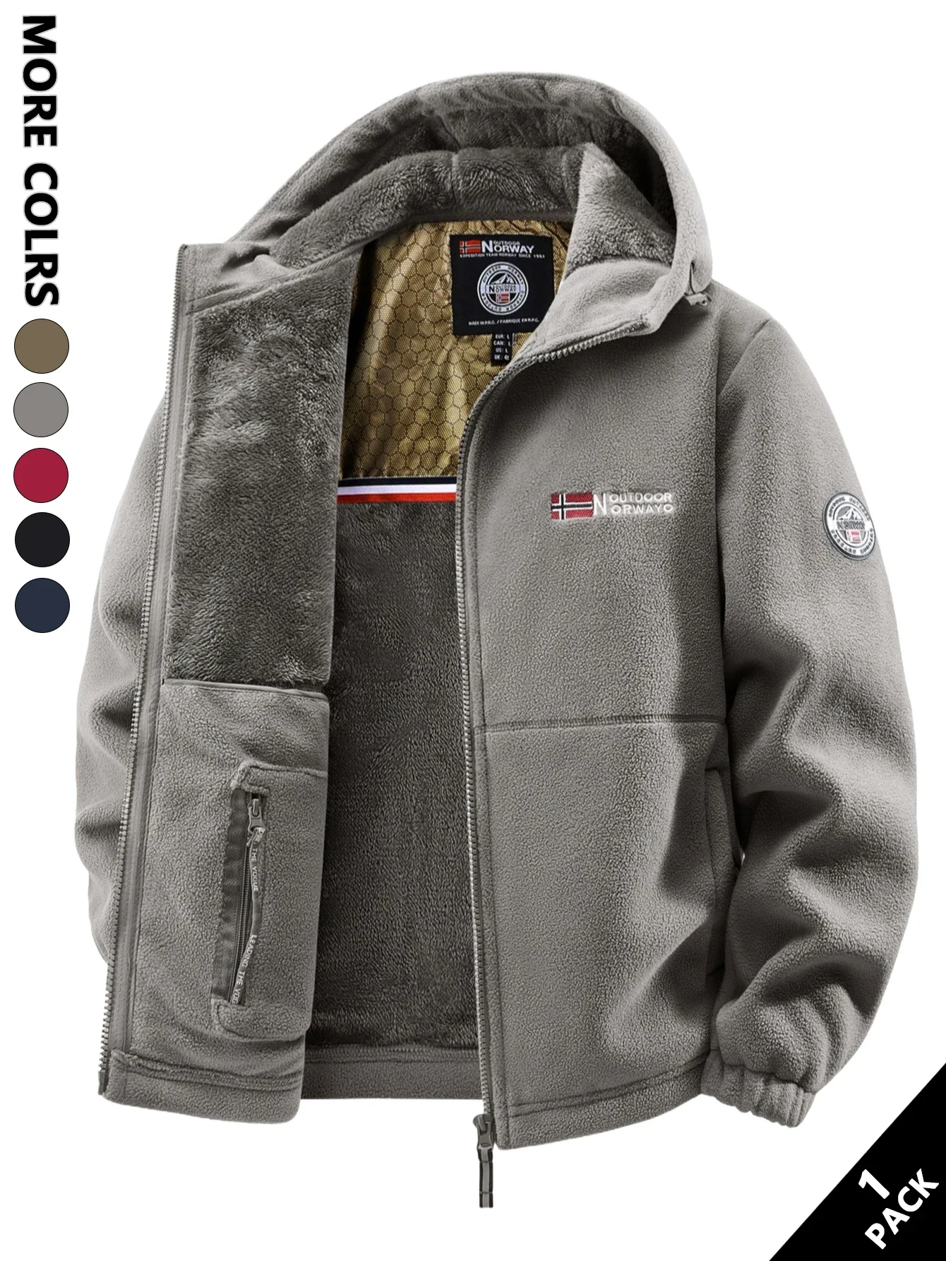 سترة شتوية بغطاء للرأس من الصوف للرجال مقاومة للرياح دافئة مناسبة للمنزل والترفيه والرياضة والجري والتنقل اليومي ملابس الشارع الشهير للإجازات