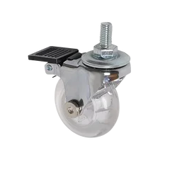 1Pc 3 Inch M8x15mm Screw Threaded Stem Casters Office Chair Caster Wheel Clear Swivel Casters with Brake for Sofa Chair Cabinet