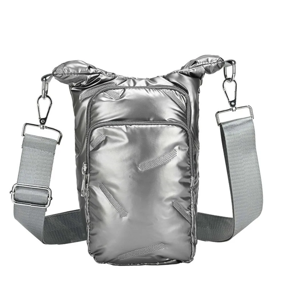 Large Capacity Water Bottle Holder Bag ‌Quilted Adjustable Water Bottle Pouch Phone Purse ‌Phone Crossbody Bag Autumn Winter