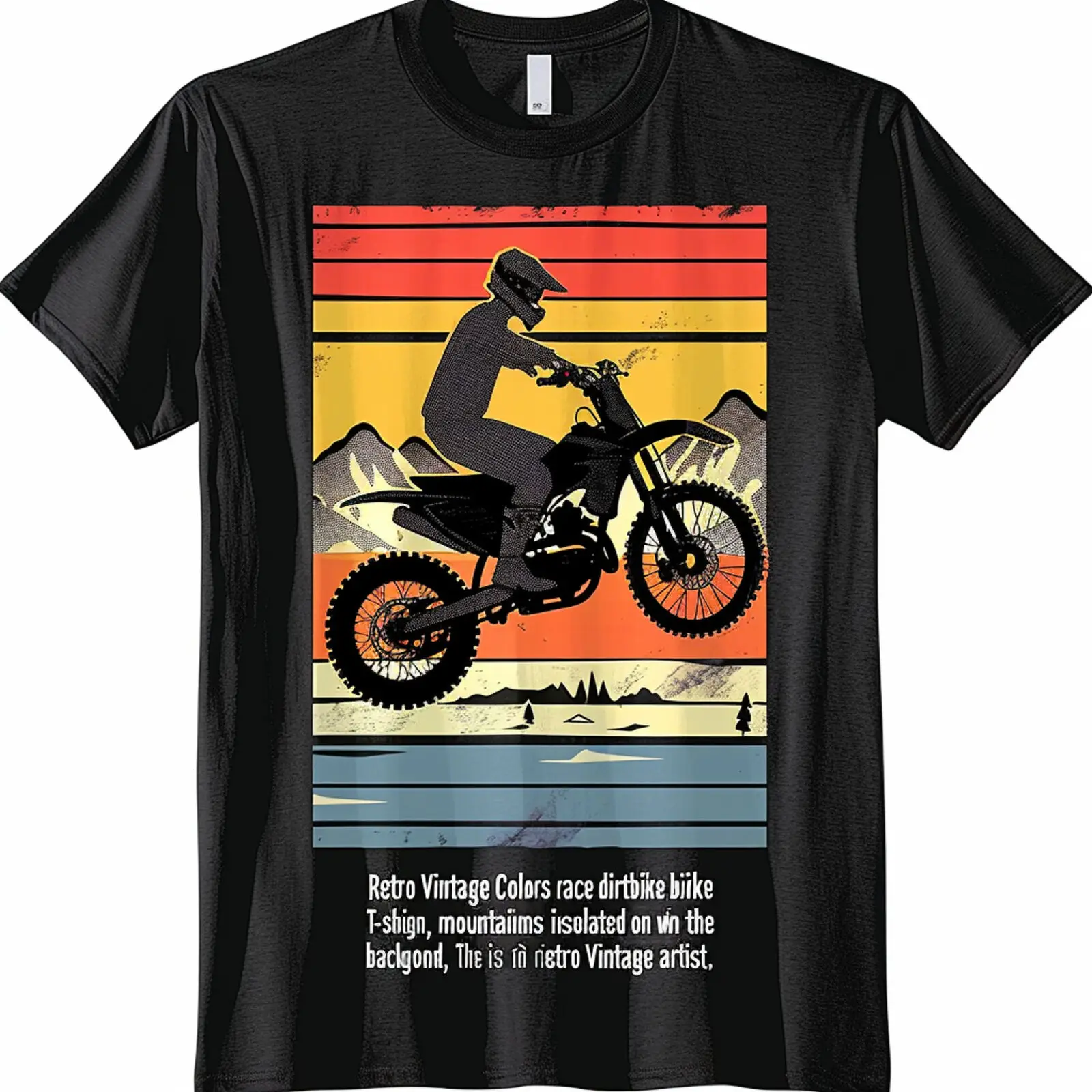 

Vintage Retro Dirtbike Race T Shirt Mountain Design Classic Black Tee