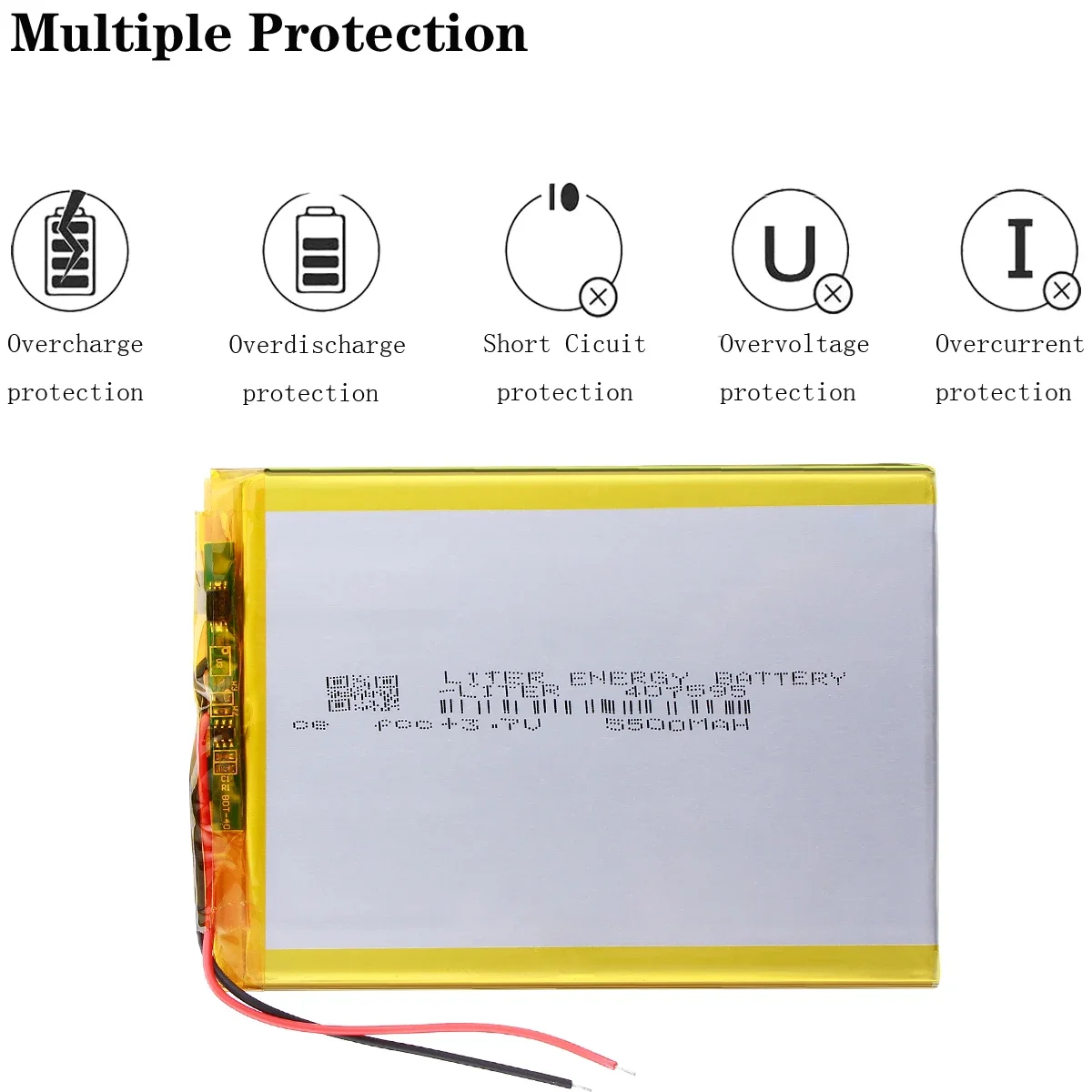 polymer lithium battery 7,8,9 inch tablet PC ICOO 3.7V lithiumion 'With High Quality 407595 5500MAH tablet battery