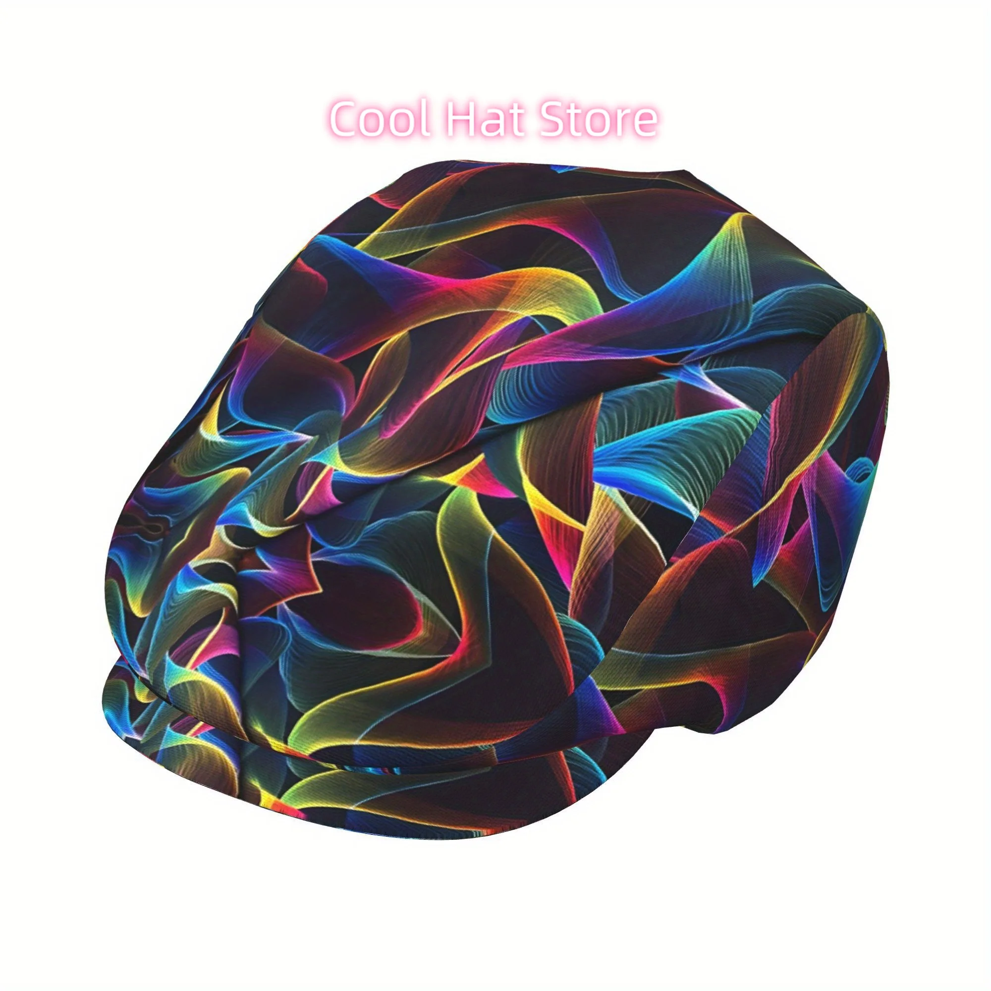 Newsboy Cap Ivy - Stampa a tutta larghezza, motivo arcobaleno,