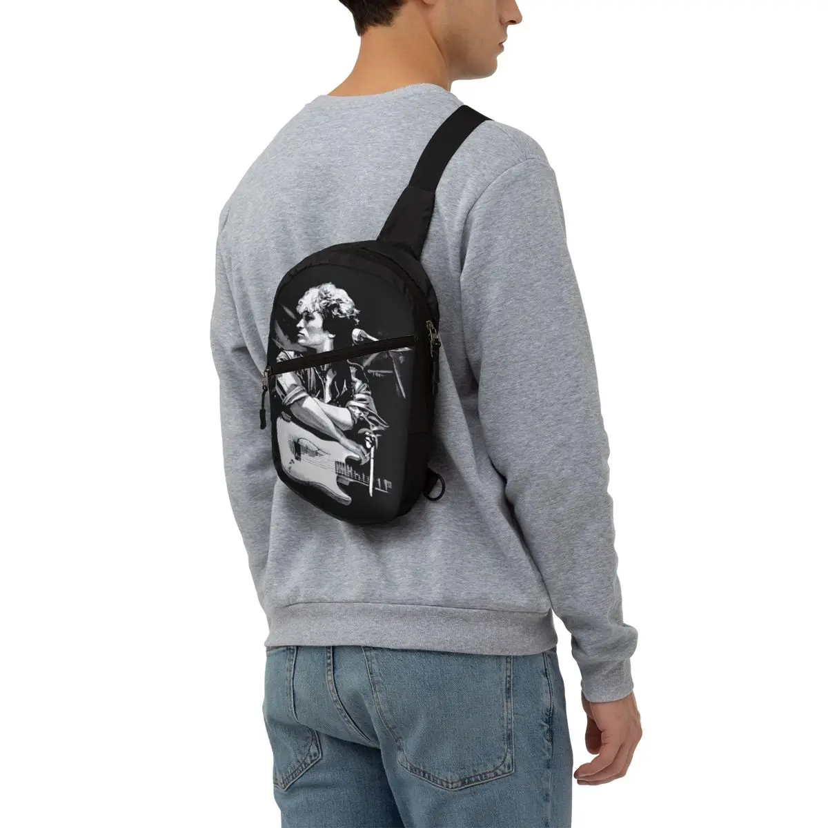 Viktor Tsoi Guitar Crossbody Sling Backpack Men Custom Rusian Rock Kino Shoulder Chest Bag for Traveling Daypack