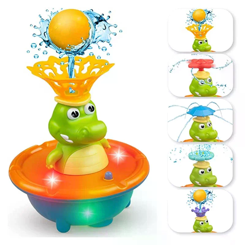 

Игрушки для ванной для малышей — светящийся фонтан из крокодиловой кожи с 4 режимами распыления, игрушка для ванной из АБС-пластика для ванной комнаты и бассейна