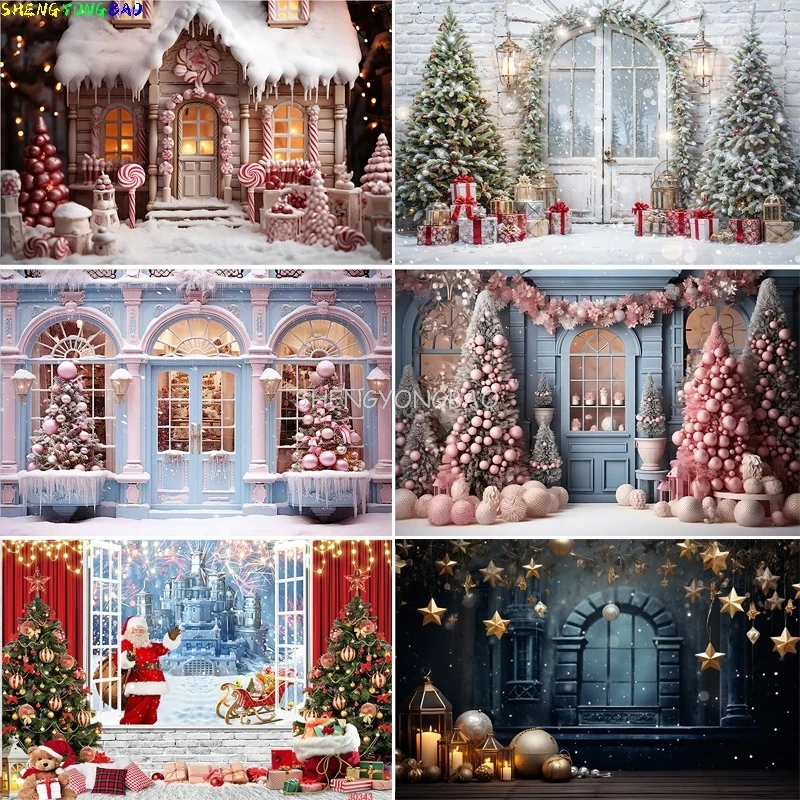 

Christmas Day Decoration Living Room Photography Backdrops New Year Holiday Fireplace Patio Indoor Party Background DJ-02