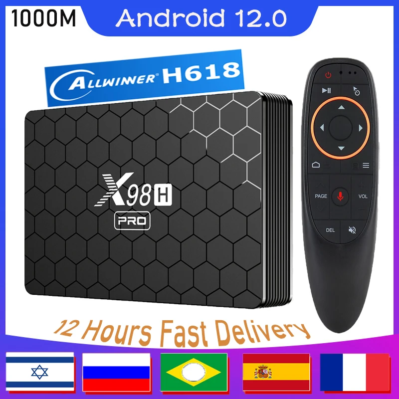 

1000M X98H Pro Smart TV Box Android 12 Allwinner H618 Quad Core 4K 6K Media Playe Dual Wifi BT5 AV1 64GB Set Top Box 2023 Newest