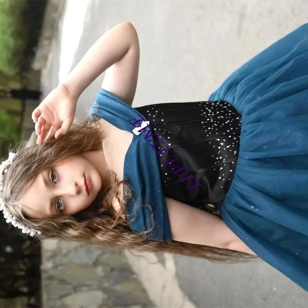 

Elegant Princess Dress Strapless Off The Shoulder Sleeveless Flower Girl Dress Pleat Classic First Communion Gown Customized