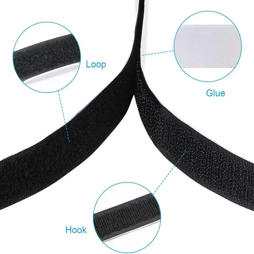 1/3/5M Strong Self-adhesive Fastener Tape Hook and Loop Magic Nylon Sticker Tape Adhesive with Glue Strap for DIY Craft 20MM