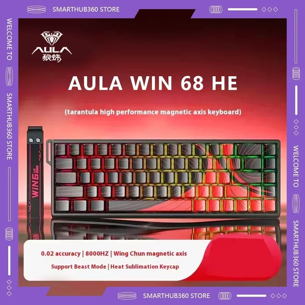 Aula Win60 Win68 Mechanical Esports Gaming Keyboard He Magnetic Switch Keyboards 8k Wired Rgb Hot-Swap Customize Chrisms Gifts