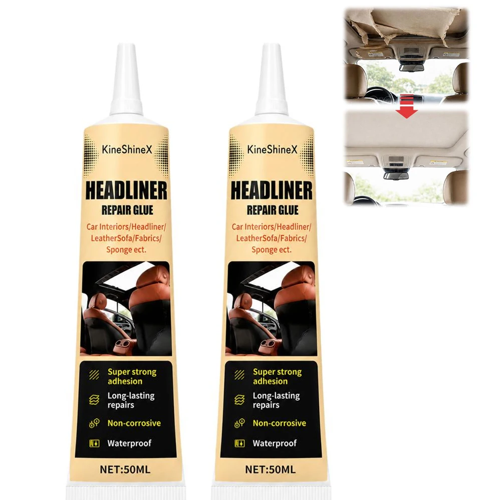 50ML Waterproof Car Headliner Repair Glue, Fabric Upholstery Adhesive for Car Roof Liner, Fabric, Leather and Interior Repairs