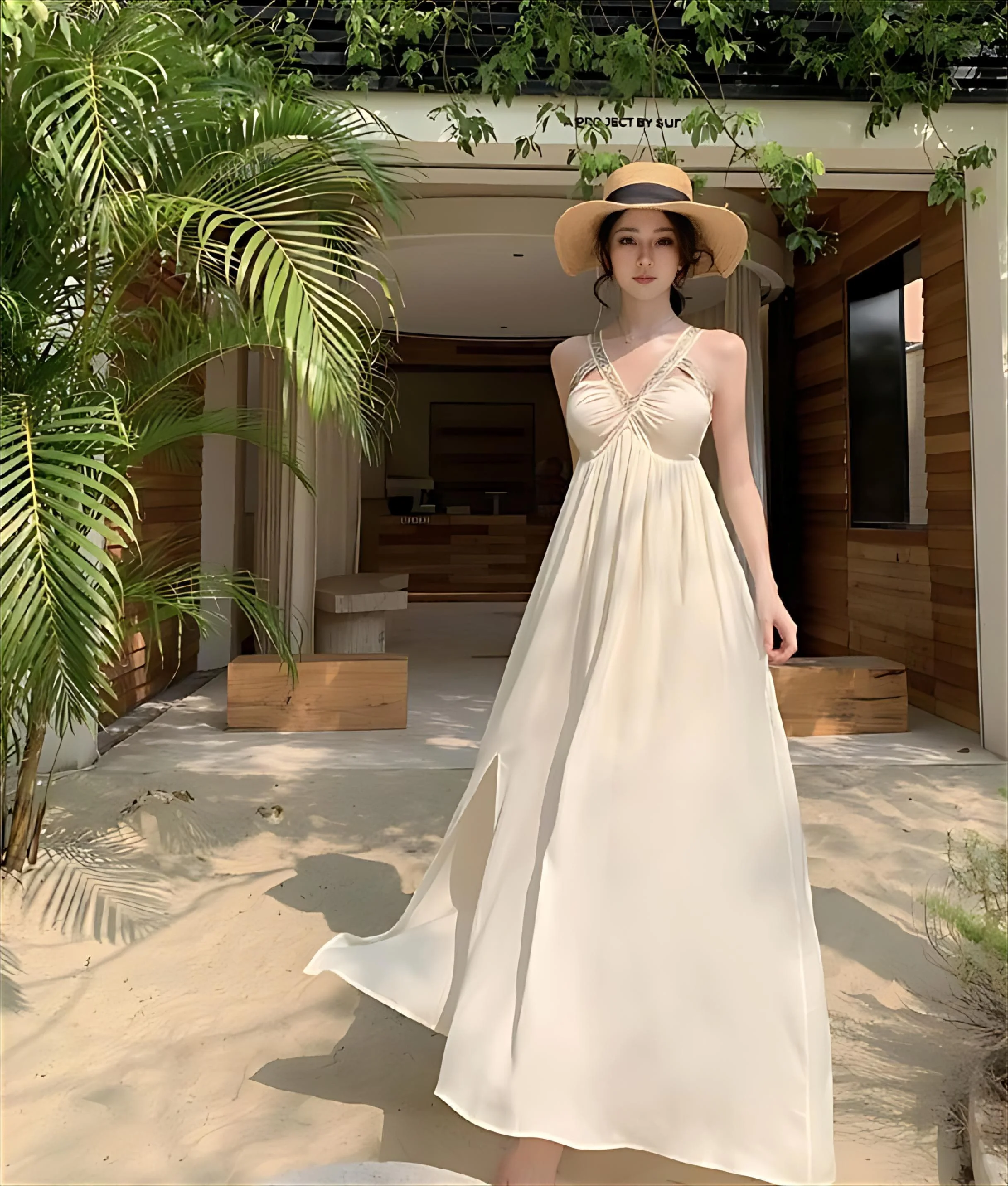 ドレス レディースドレス 原宿 秋 サテン パールトリム付き シャーリング ノースリーブ マーメイドヘム ソワレ フレンチ 絶妙なミニマリストレディ