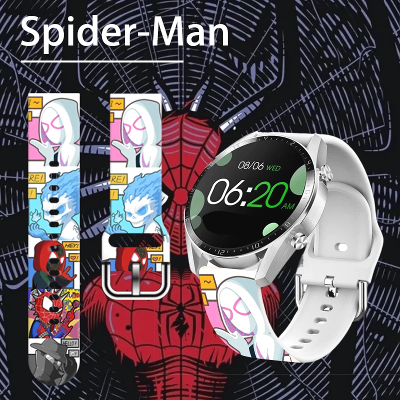 

20mm Chibi Spider-Man Printed Strap for Samsung Galaxy 7/6/5 40mm 44mm Band Replaceable Bracelet for Xiaomi Amazfit Watchband