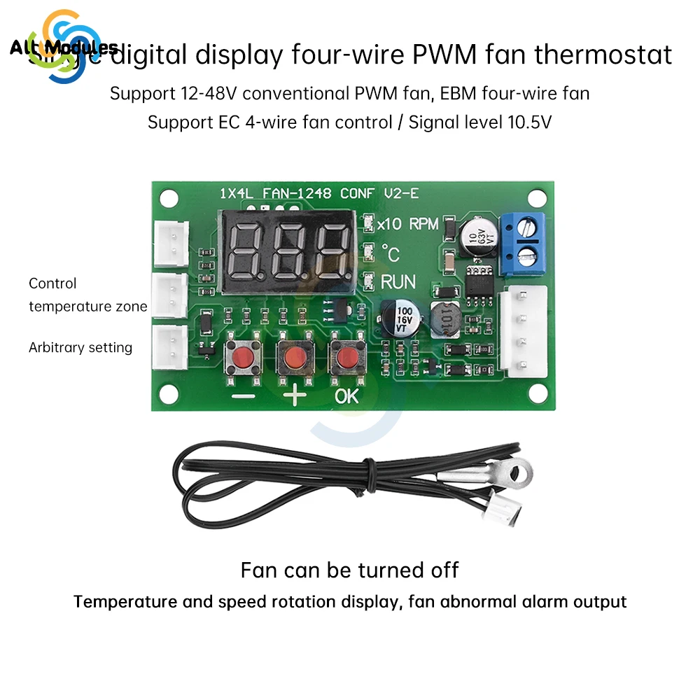 DC 12-48V 5A 4 wire PWM Motor Fan Blower Speed Controller governor temperature control Support EC EBM Fan