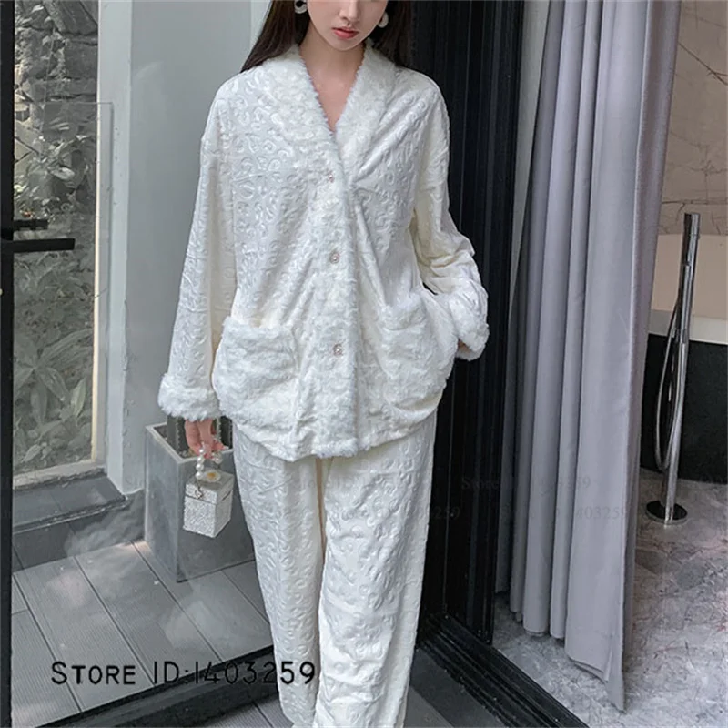 جزيرة المخملية 2 قطعة منامة مجموعة المرأة ملابس خاصة مثير الخامس الرقبة الجاكار ليوبارد منامة دعوى Homewear الخريف الشتاء جديد المتسكعون #6