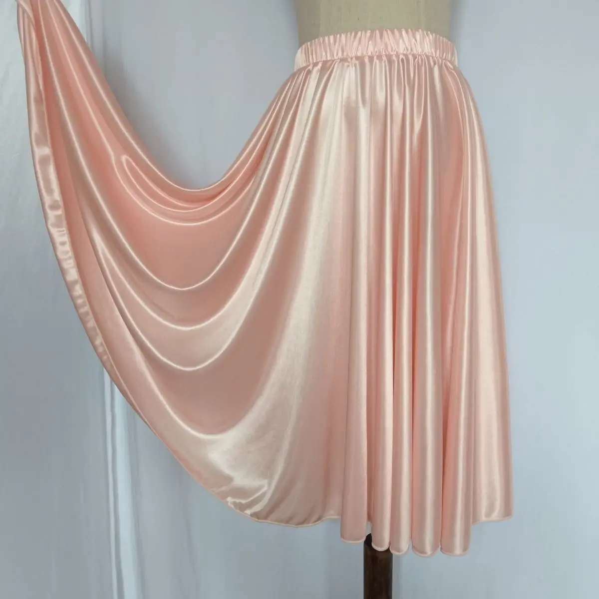 Around 66cm Length Summer Sheer Thin Satin Silk Sleeping Skirt Sexy Women High Waist Loose Running Gym Bottoms