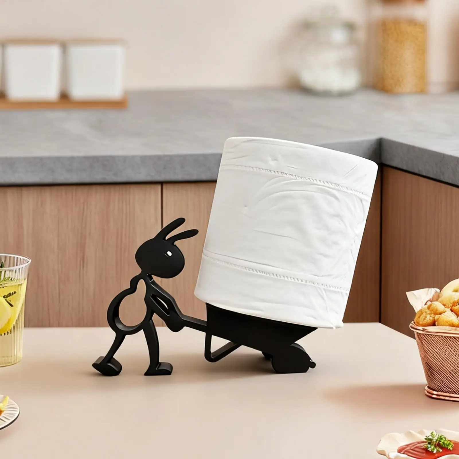 Ameisenförmiger Toilettenpapierhalter in Mattschwarz, Niedlicher Serviettenspender für Badezimmer, Küche, Wohnmobil und Wohndekoration