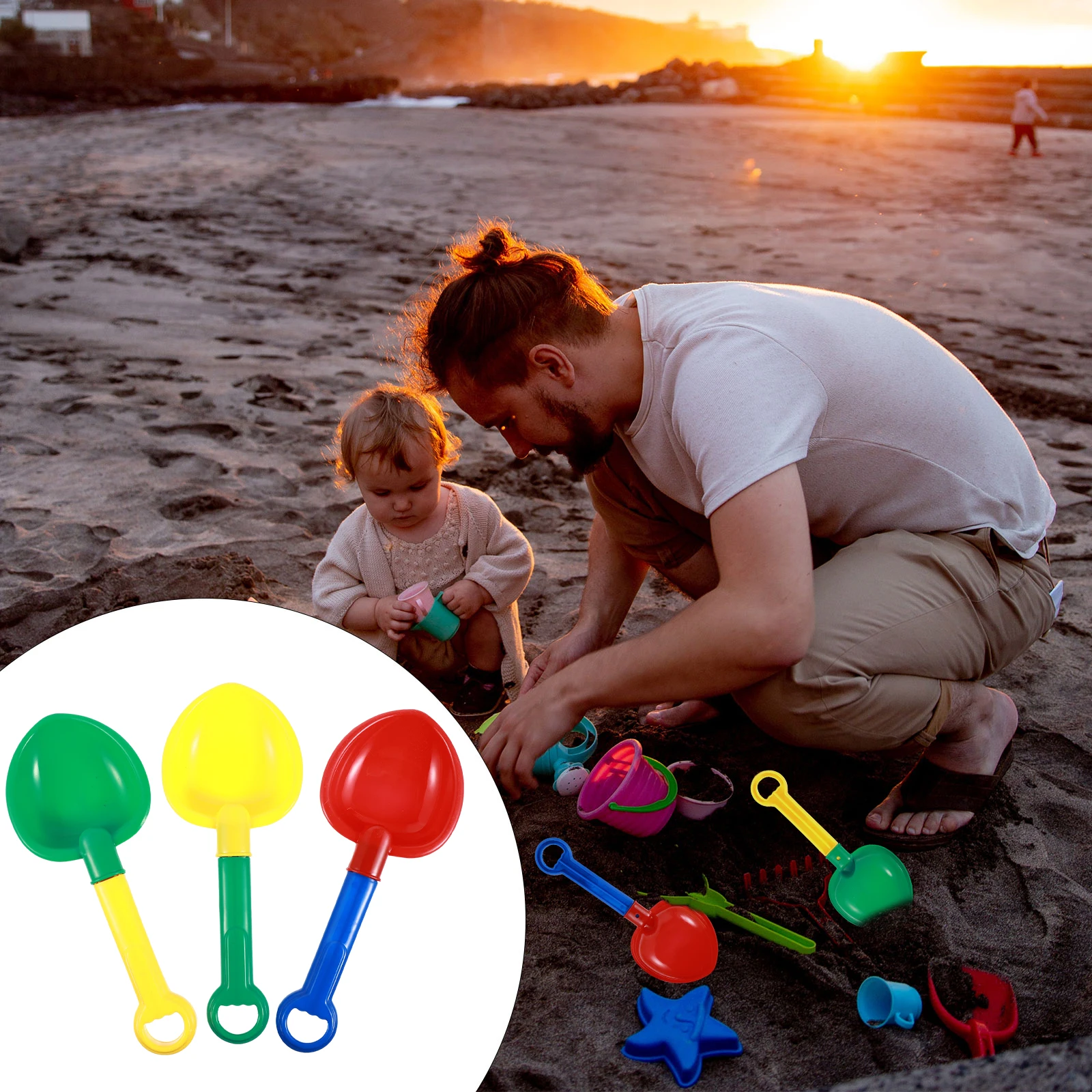 3 pçs pá de plástico brinquedos areia para crianças dragagem escavação jogando brinquedo praia