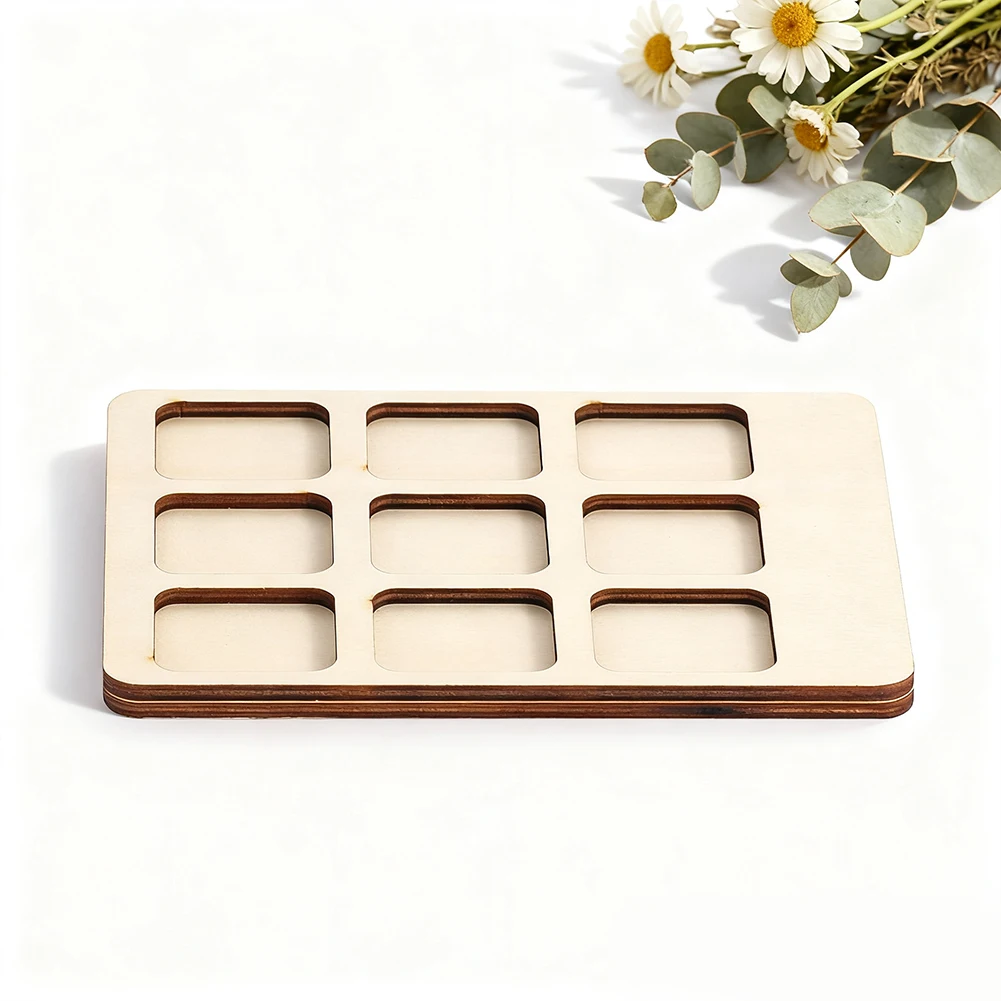 Bandeja organizadora de almacenamiento de madera, 9 rejillas, caja de clasificación de escritorio, soporte de exhibición para cuentas, joyería, manualidades, monedas, decoración del hogar y la Oficina