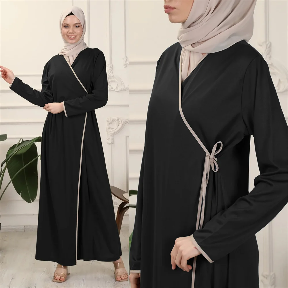 2024 Ramadan Eid Modest Black Abaya Dubai Arabic Muslim Abayas For Women Kaftan Dresses Caftan Islamic Marocain Femme Musulmane