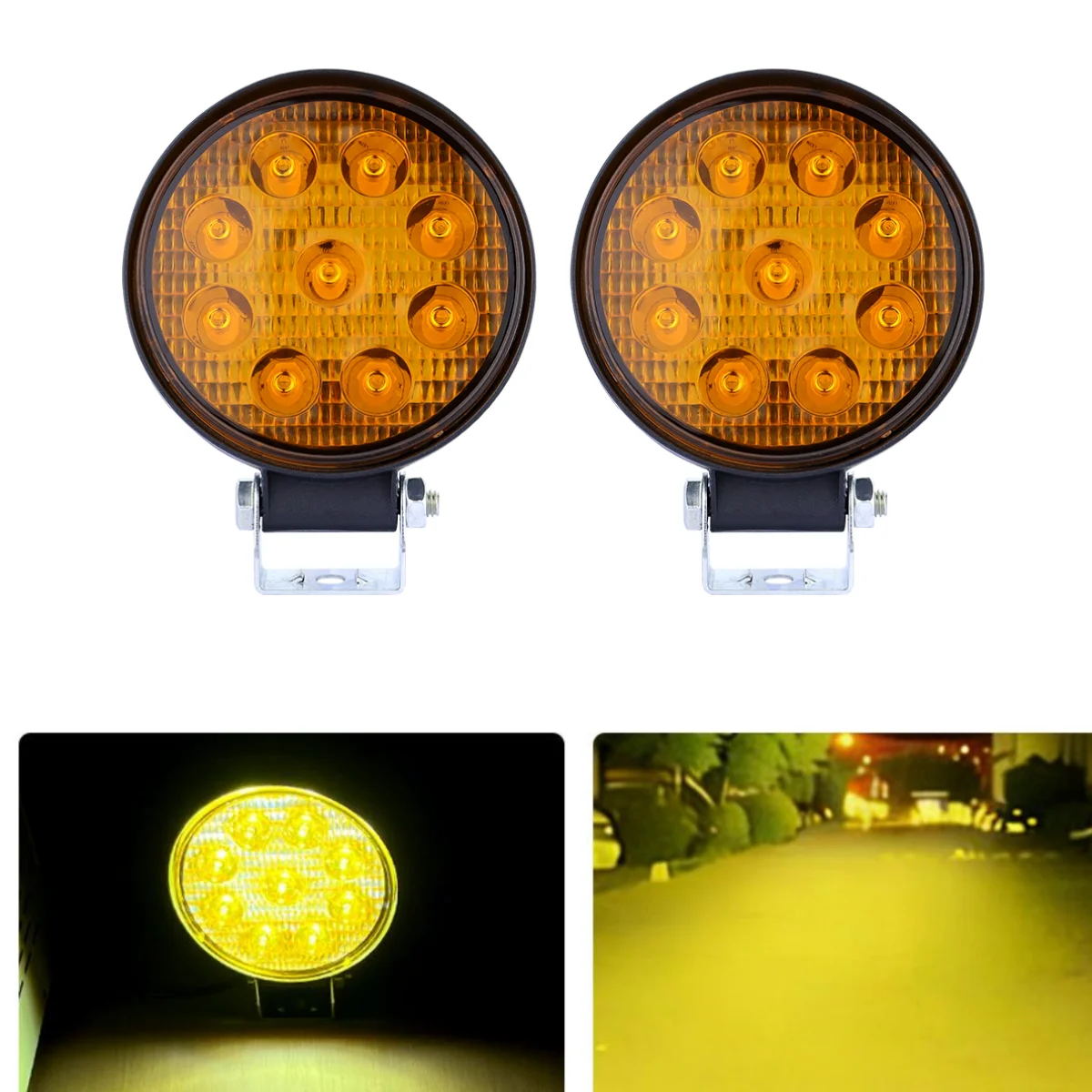 

Led Round Light Bar 2PCS 4‘’ 14000LM Flood Light Pod Off Road Fog Driving Roof Bar Bumper for Jeep,SUV Truck, Hunters