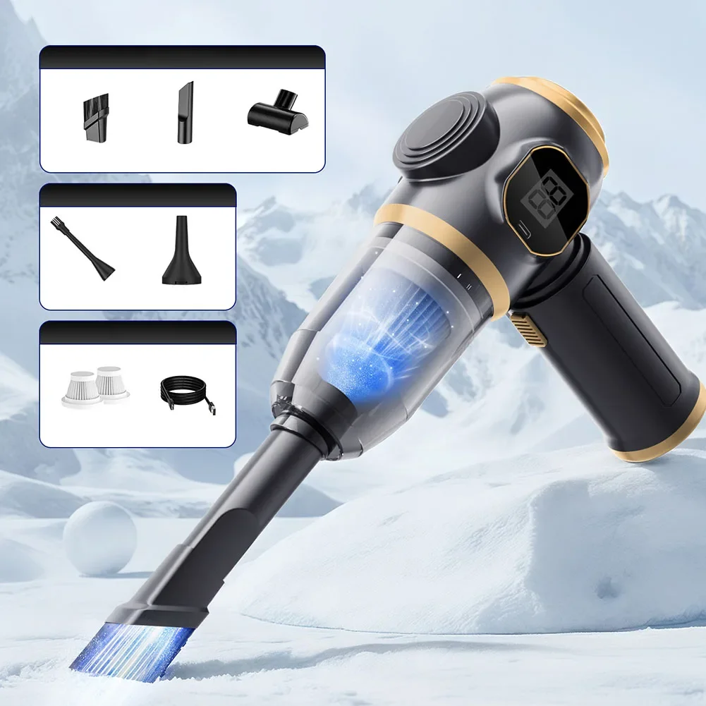 Compact Vacuum Car Vacuum Cleaner Easy Maneuverability Extended Suction Head High Capacity Battery 18*16.5*7cm