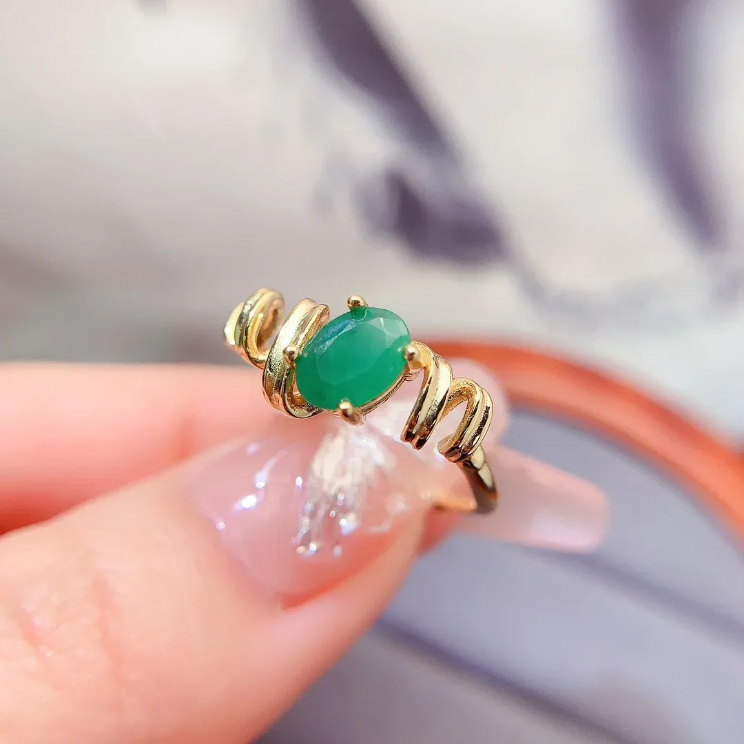 

Кольцо с большим зерном и натуральным изумрудом 5*7 мм, стерлинговое серебро S925, женское кольцо, роскошный дизайнер ювелирных изделий