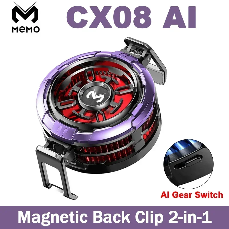 

MEMO CX08 AI Mobile Phone Cooler Semiconductor Cooling Fan Radiator for iPhone Android PUBG Frozen Magnetic Back-clip Heat Sink