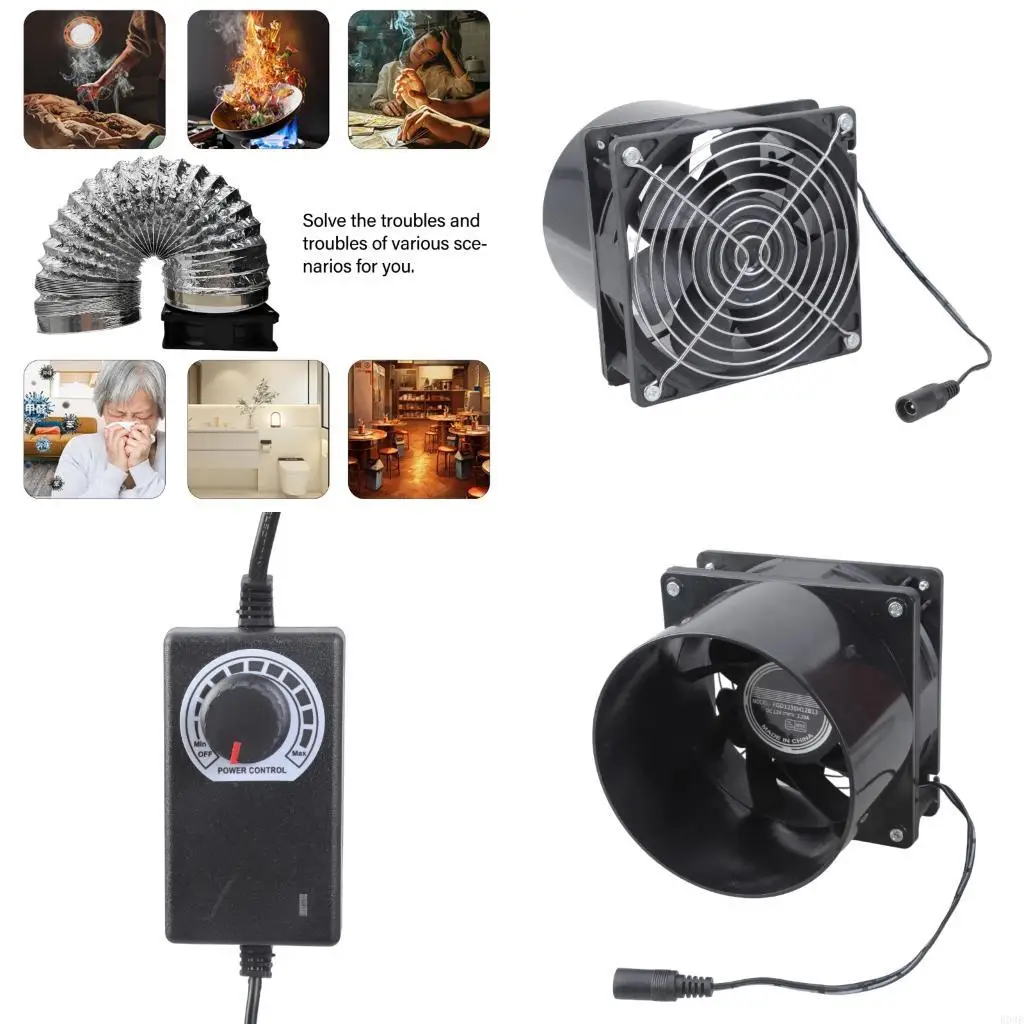 

120mm 12V Adjustable Speed Exhaust Fan with Duct Plate for Ventilation Projects B03E