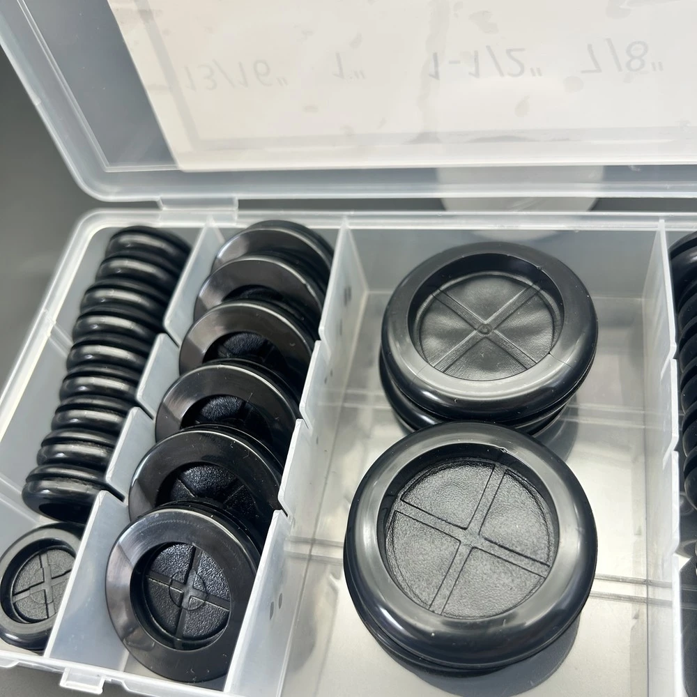 45Pcs Flame Retardant Insulating Black Rubber Grommet Kit Hole Sealing Plugs for  Industrial Household Electrical Wiring