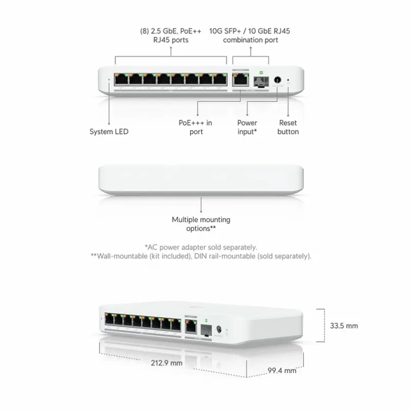 USW-Flex-2.5G-8-PoE 8-port 2.5G network management PoE switch desktop network switching equipment