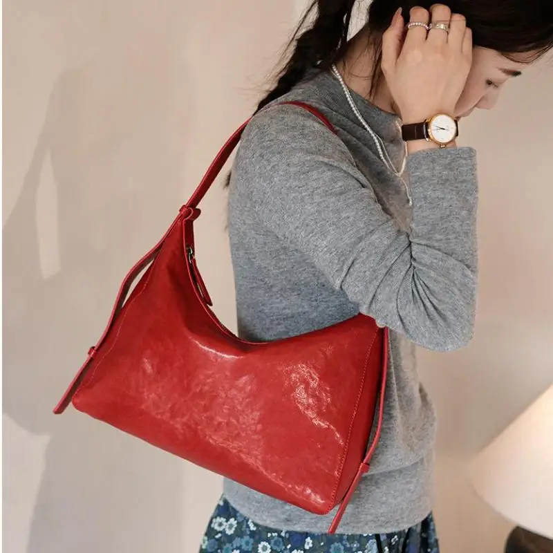 

Повседневная дорожная сумка для женщин из высококачественной натуральной кожи, простая винтажная сумка через плечо из натуральной коровьей кожи.