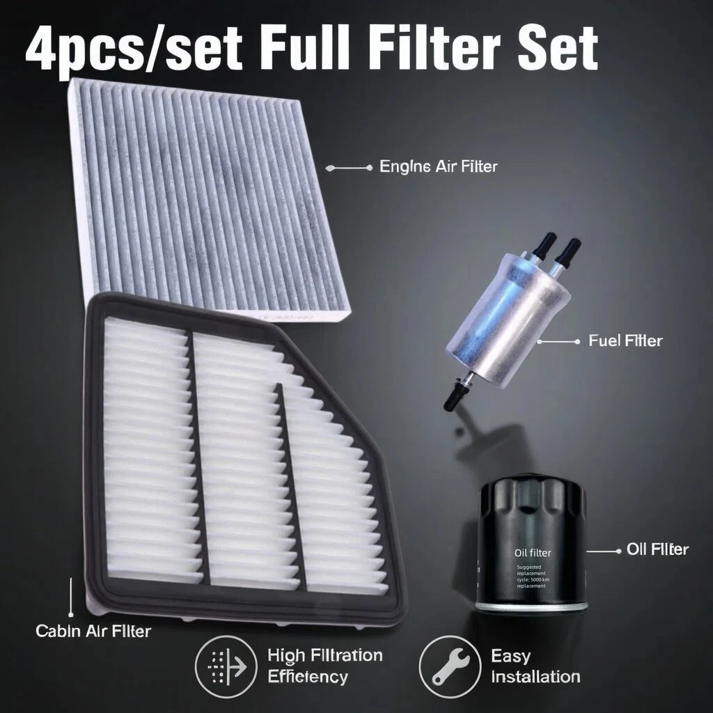 4pcs Filter Set For FAW T77 1.2T 230TID 2018 2019 2020 2021 BESTUNE Engine Cabin Air Fuel Oil Filter Spare Parts 1109160FL