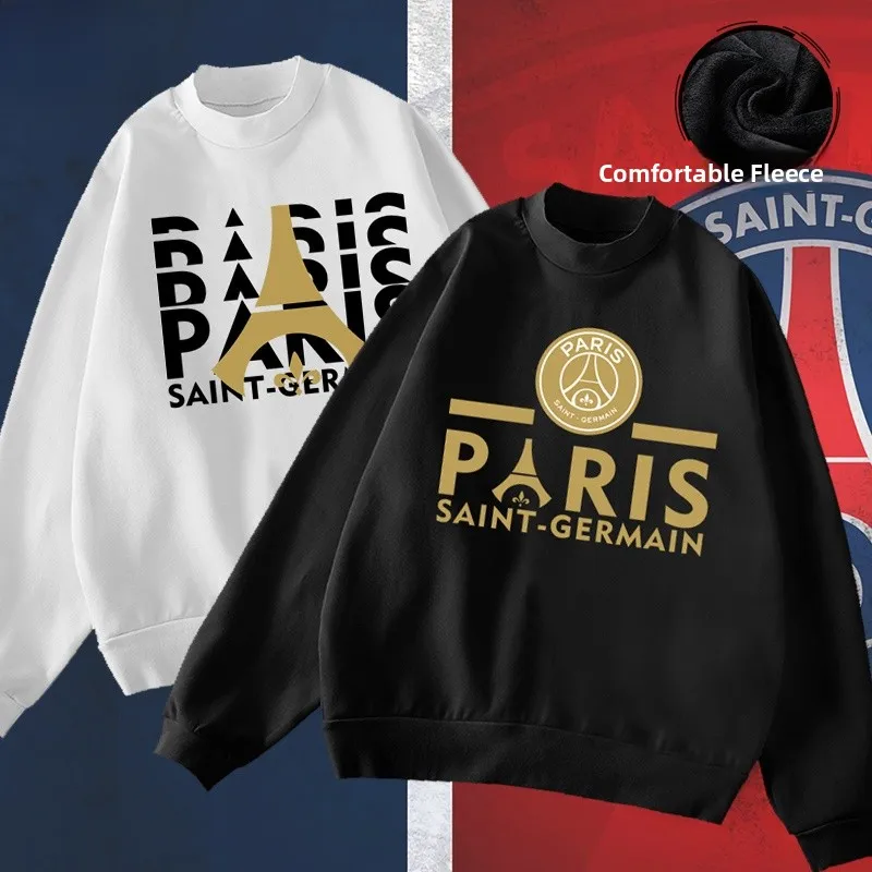 

Толстовка с капюшоном PSG Fan Memoria с круглым вырезом и длинными рукавами, утепленная, из смесового хлопка и полиэстера, молодежная модная одежда