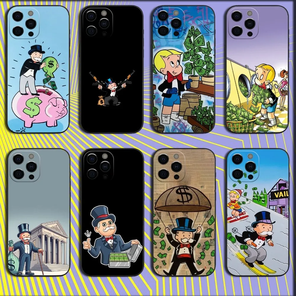 Dollar Alec M-Monopoly Man Phone Case For iPhone 16,15,14,13,12,11,Pro,X,XS,Max,XR,Plus,Mini Soft Black Cover