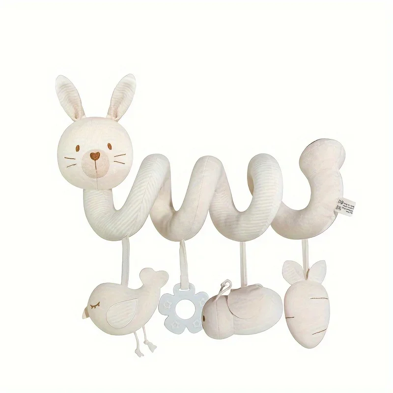 Zabawki do wózka dla noworodka - spiralne, do zawieszenia w samochodzie, miękki króliczek, wytrzymała tkanina, idealne na prezenty, zabawny design