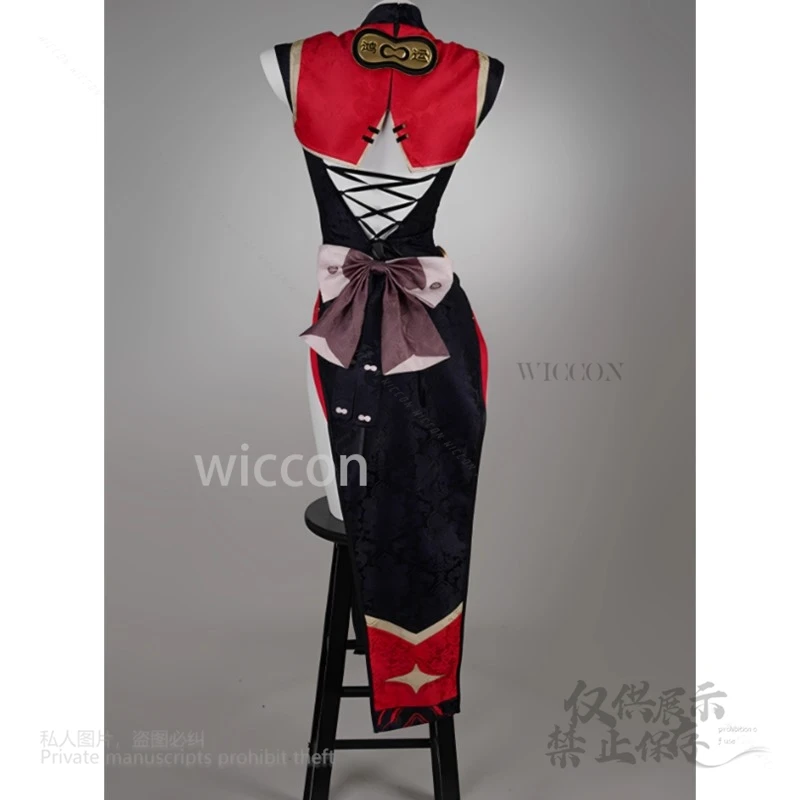 أزياء سويتي التأثيرية الأنيقة فستان شيونغسام نظارات دعائم المروحة لعبة Zenless Zone Zero شعر مستعار للنساء والفتيات لحفلات الهالوين